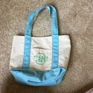 Trader Joe’s Mini Blue and Cream Tote Bag
